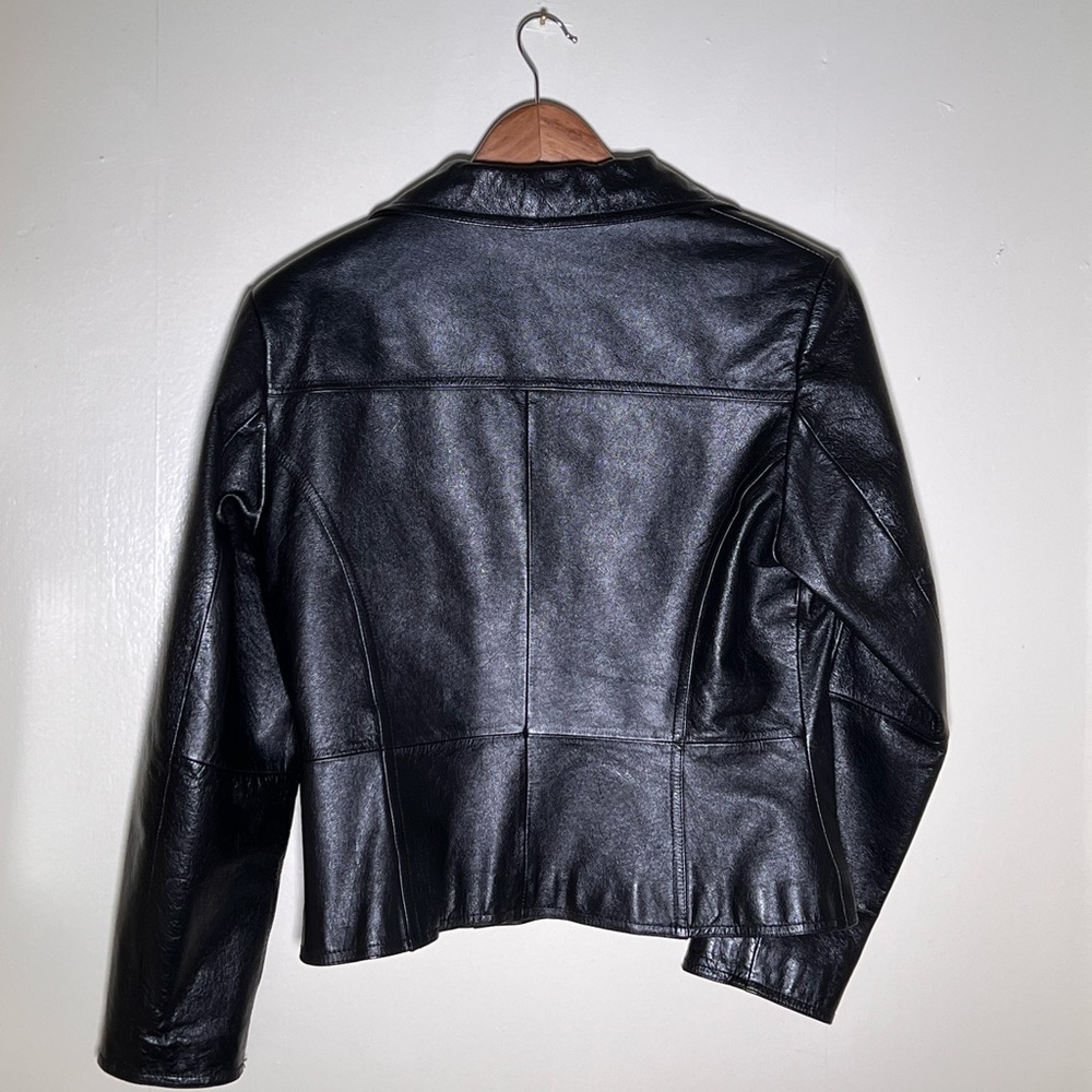 Wilson’s Leather Black Button up Jacket size Large - Picture 2 of 3